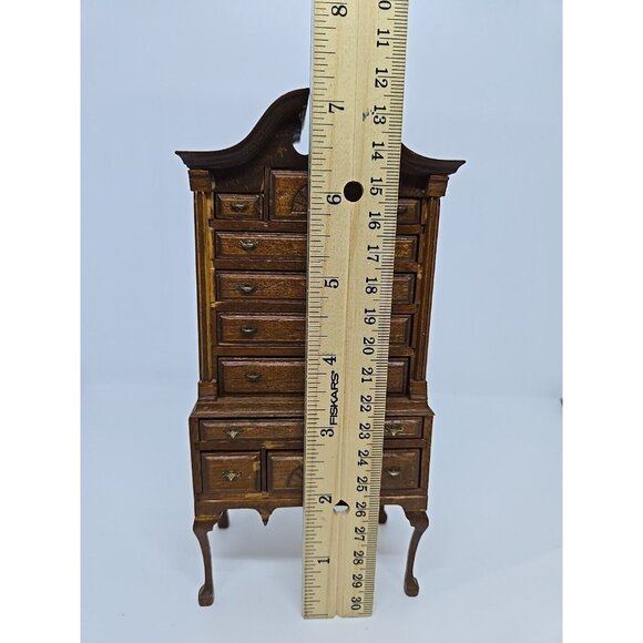 Vtg Artisan Dollhouse Miniature Chippendale Style Highboy Dresser  Cabriole Legs - Picture 8 of 14